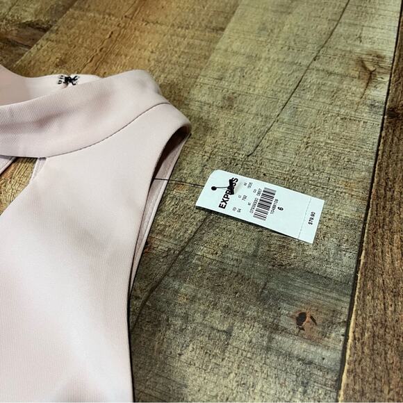 Express Women's NEW Pink Black Lace Fully Lined Date Night Halter Dress Sz 6 - Picture 3 of 7